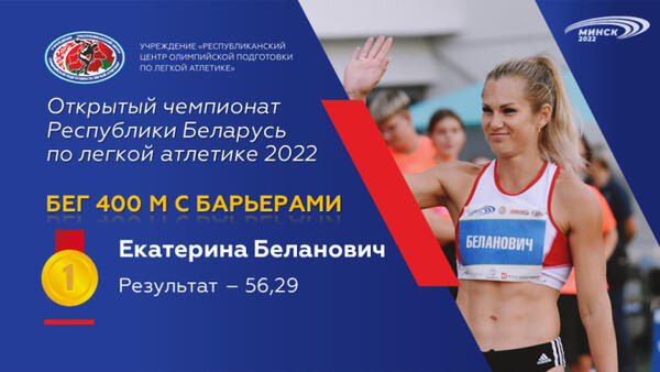 Чемпионы открытого чемпионата Республики Беларусь по легкой атлетике 2022г.