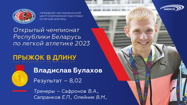 Чемпионы открытого чемпионата Республики Беларусь по легкой атлетике 2023г.