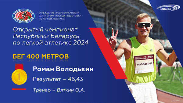 Чемпионы открытого чемпионата Республики Беларусь по легкой атлетике 2024г.