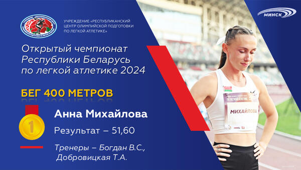 Чемпионы открытого чемпионата Республики Беларусь по легкой атлетике 2024г.