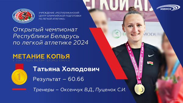 Чемпионы открытого чемпионата Республики Беларусь по легкой атлетике 2024г.