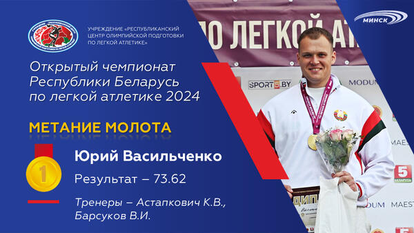 Чемпионы открытого чемпионата Республики Беларусь по легкой атлетике 2024г.